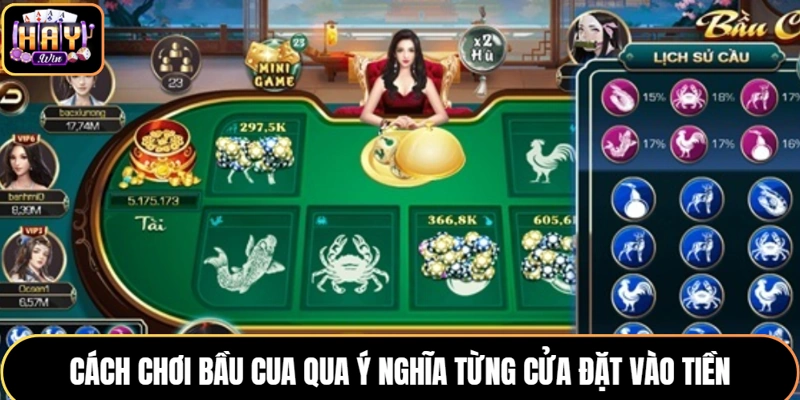 Cách chơi bầu cua qua ý nghĩa từng cửa đặt vào tiền