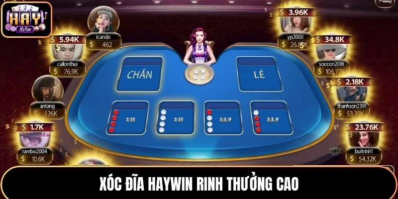 Chơi Xóc đĩa HAYWIN mang đến cơ hội rinh thưởng cao