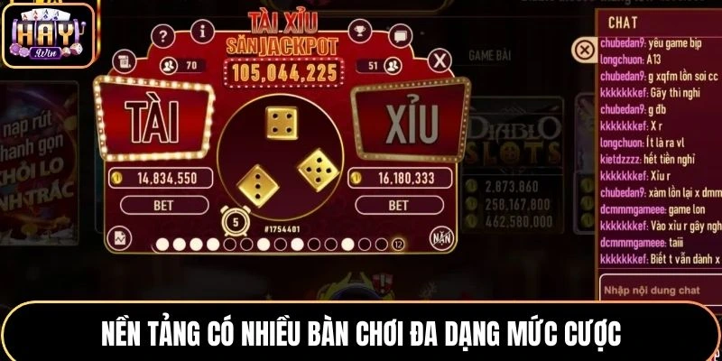 Nền tảng có nhiều bàn chơi đa dạng mức cược